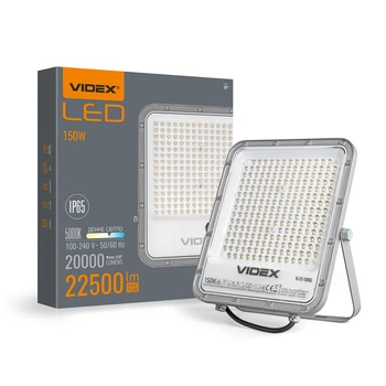 LED прожектор 150W VIDEX с влагозащищенным корпусом из алюминия 22500Lm 5000K серый IP65 VL-F2-1505G
