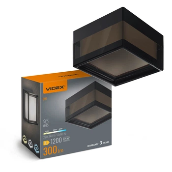 LED светильник 9W VIDEX настенно-потолочный 2400/3200/4300K с квадратным корпусом черный IP65 VL-BHD02-09CBB
