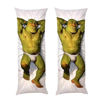 Подушка дакимакура Шрек. Мультфильм. Рисунок. Shrek габардин двусторонняя 180х60 см