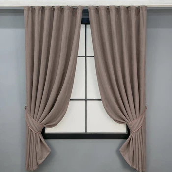 Комплект коротких штор VR-Textil Микровелюр Petek № 1825ш Какао 140х170 см 2 шт (35-0449)