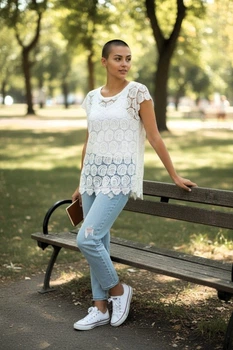 Блуза майка-блузон White KR «Lace Breeze» белый 44