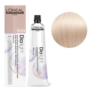 Гель-фарба безаміачна тонуюча L'Oreal Professionnel Paris на кислотній основі Dia Light 10.23 Молочний коктейль дуже світлий блондин перламутровий золотистий 60 мл
