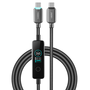 Кабель USB YOKI MONITOR YK-CAMO924L2 Series Type-C to Type-C 240W (48V/5A) 2m с LED-дисплеем для зарядки и передачи данных до 480Mbps Black