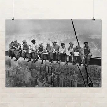 Постер Обед на небоскрёбе, Lunch atop a Skyscraper (1932), интерьерный декор, культовое фото, A3 30×42 см (id0575)