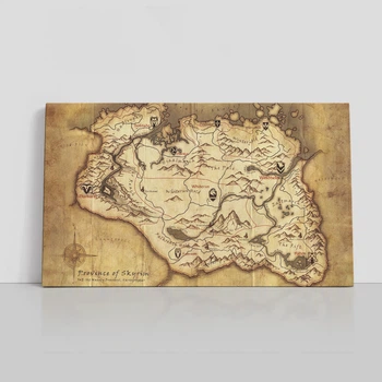 Интерьерная картина Скайрим, карта, Skyrim, The Elder Scrolls V, TES, декор комнаты геймера, 34×60 см (id4667)