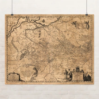 Постер Загальна карта України 1648 року Гійома де Боплана, Beauplan Ukraine XVII map, істория, A1 60×76 см (id6040)