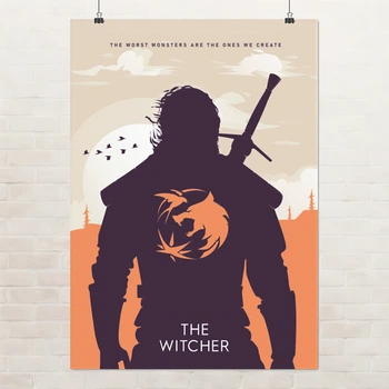 Постер Відьмак, Witcher, мінімалістичний плакат для геймера, A3 42×30 см (id4709)