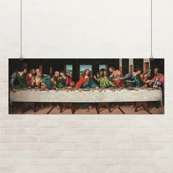 Постер Тайная вечеря, Леонардо да Винчи, Leonardo da Vinci, The Last Supper, религиозный декор, A0 38×106 см (id5894)