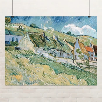 Постер Хижины, Винсент ван Гог, Vincent van Gogh, Thatched Cottages, интерьерный декор, A3 30×40 см (id6662)