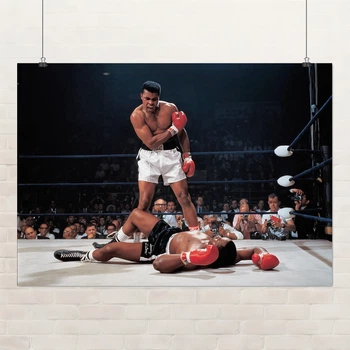 Постер Мохаммед Али и Сонни Листон, Muhammad Ali, бокс, культовое фото, A0 75×106 см (id1917)