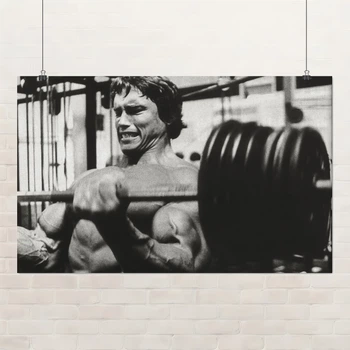 Постер Арнольд Шварценеггер, тренування зі штангою, Arnold Schwarzenegger (1975), бодібілдер, A2 38×60 см (id0447)