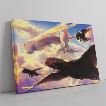 Интерьерная картина Как приручить дракона, How to Train Your Dragon, декор комнаты подростка, 30×42 см (id3690)