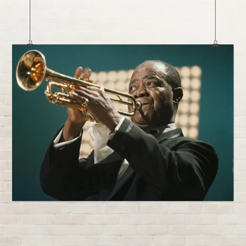 Постер Луи Армстронг с трубой, Louis Armstrong, jazz, джаз, постер музыканта, A3 30×42 см (id1737)