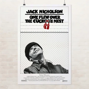 Постер Пролетая над гнездом кукушки, One Flew Over the Cuckoo's Nest, Джек Николсон, A1 90×60 см (id7289)