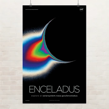 Постер Энцелад, спутник Сатурна, Enceladus, NASA, НАСА, космос, астрономия, A3 42×27 см (id7102)