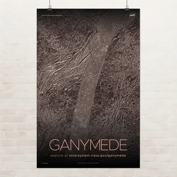 Постер Ганимед, спутник Юпитера, Ganymede, NASA, НАСА, космос, астрономия, A3 42×27 см (id7107)