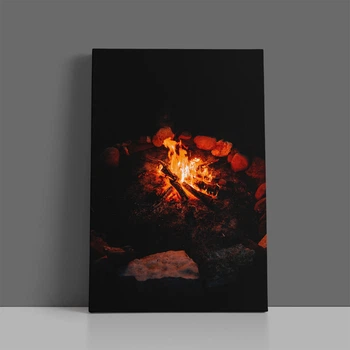 Интерьерная картина Костёр в кругу из камней, комнатный декор, 42×28 см (id0273)