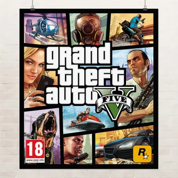 Постер ГТА 5, Большая автокража 5, Grand Thief Auto, GTA 5, плакат для геймера, A3 34×30 см (id1677)
