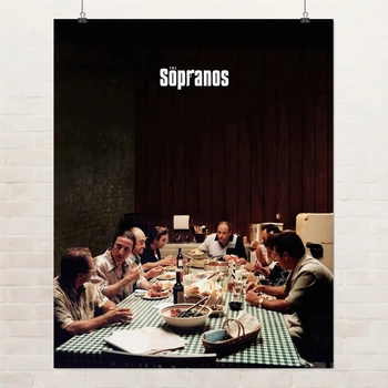 Постер Клан Сопрано за обеденным столом, The Sopranos, сериал, криминальная драма, A2 60×48 см (id6849)