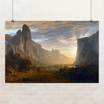 Постер Альберт Бирштадт, Долина Йосемити, Калифорния, Albert Bierstadt, репродукция картины, A3 28×42 см (id7005)