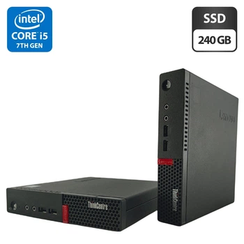 Неттоп Lenovo ThinkCentre M710q Tiny USFF / Intel Core i5-7400T (4 ядра по 2.4 - 3.0 GHz) / 4 GB DDR4 / 240 GB SSD / Intel HD Graphics 630 / VGA / Блок питания б/у