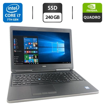 Мобільна робоча станція Dell Precision 7520 / 15.6" (1920x1080) IPS / Intel Core i7-7700HQ (4 (8) ядра по 2.8 - 3.8 GHz) / 16 GB DDR4 / 240 GB SSD / nVidia Quadro M1200, 4 GB GDDR5, 256-bit б/в