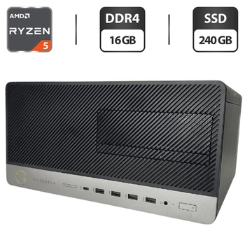 Компьютер HP EliteDesk 705 G4 Tower / AMD Ryzen 5 Pro 2400G (4 (8) ядра по 3.6 - 3.9 GHz) / 16 GB DDR4 / 240 GB SSD / AMD Radeon RX Vega 11 Graphics б/у