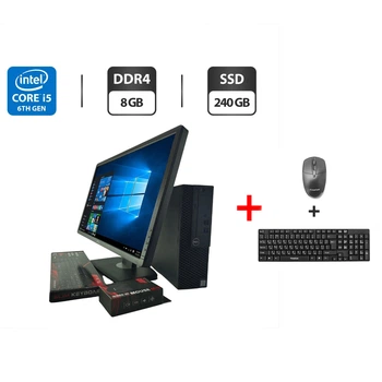 Комплект ПК: компьютер Dell OptiPlex 3050 SFF / Intel Core i5-6400 (4 ядра по 2.7 - 3.3 GHz) / 8 GB DDR4 / 240 GB SSD / Intel HD Graphics 530 + Монитор 24" (1920x1080) TN б/у + Подарок Проводная клавиатура + мышка