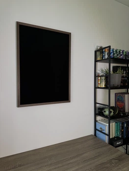 Стенд/панель/дошка для шевронів і патчів, L (50x70см), рамка темне дерево, чорна велкротканина