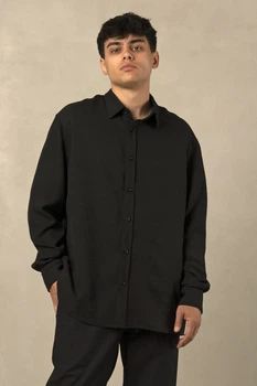 Льняная рубашка мужская v.1 Black 8XL