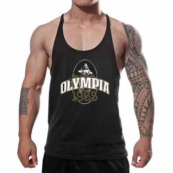 Майка чоловіча з вузькими бретелями для бодібілдингу "Olympia" чорна XL