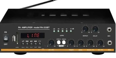 Підсилювач звуку AMP PA-333BT Bluetooth USB SD інтегральний аудіопідсилювач 100Вт для колонок акустики мікрофонів з еквалайзером AUX LINE IN підтримка 100В систем караоке озвучення приміщень пульт ДК професійний стереопідсилювач