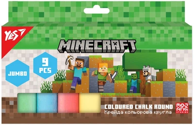 Мел цветной YES Minecraft Jumbo 9 шт (400561) (5056574458117)