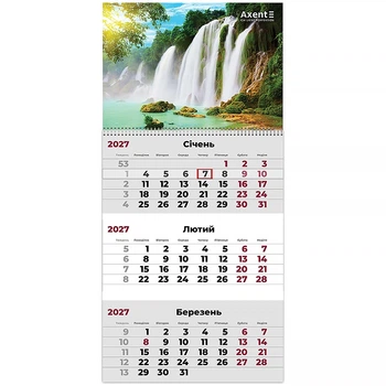 Календарь настенный квартальный 2027г, 1 пружина, Watefalls 1