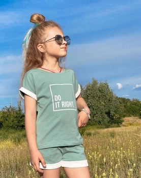 Комплект футболки та шорти для дівчинки Фламінго зелений 837-416 152