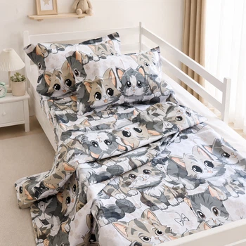 Комплект постільної білизни Mirson Полуторний 143х210 см 17-0970 Cuddle Cats Ranforce Elite (2200013495222)
