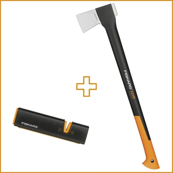 Сокира-колун Fiskars X21 L 122473 (1015642) + Точило для сокир і ножів Fiskars (1060009)
