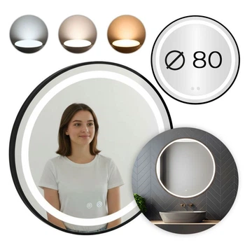 Кругле настінне дзеркало ModernHome Anti-Fog з LED-підсвіткою 80 см.