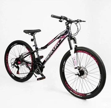 Велосипед Спортивний 26 дюймів Corso MERCURY MR-852 обладнання Shimano алюмінієва рама 13 дюймів 21 швидкість. Black and Pink (190297)