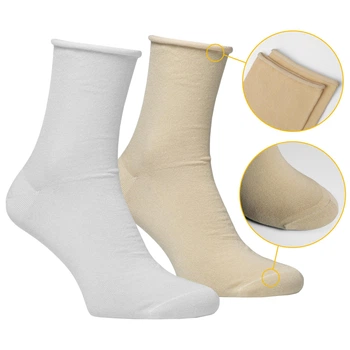 Набір безутискових шкарпеток з плоским швом Premier Socks - бежеві + білі, 2 пари,унісекс, розм. 36-39
