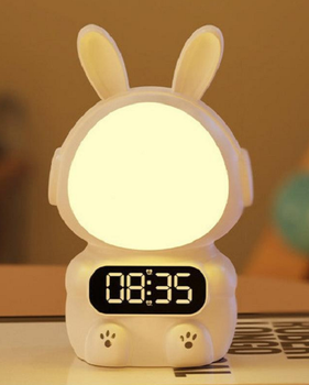 Часы детские с будильником Кролик Rabbit clock with LIGHT белый (2127637)