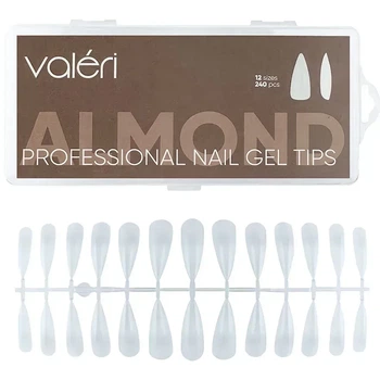 Гелевые типсы для наращивания Valeri Almond, 240 шт