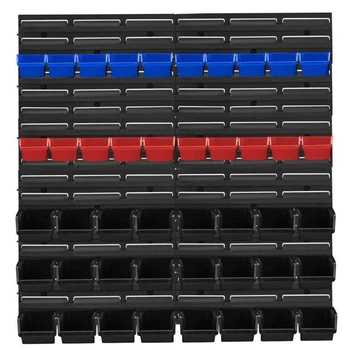 Настенный стенд с ящиками 82 шт Kraft&Dele KD11864 78х78 см в мастерскую гараж склад стеллаж для хранения инструментов с навесными пластиковыми контейнерами органайзер на стену с лотками для метизов