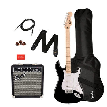 Гитарный набор Squier Fender Sonic Stratocaster Pack MN (Black) + чехол, комбоусилитель и аксессуары