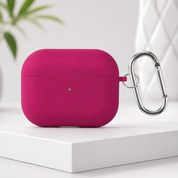 Силиконовый чехол CasePro Soft Touch Silicone Case для Apple AirPods 4 с микрофиброй и карабином Rose Red