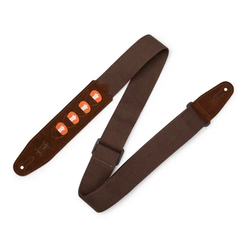 Гитарный ремень Levy's MC2PH-NAT 2_ Natural Cotton Pick Holder Guitar Strap (brown)