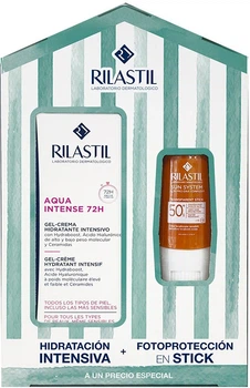 Zestaw do pielęgnacji twarzy Rilastil Żel-krem nawilżający Aqua Intense 72H 40 ml + Sztyft przeciwsłoneczny Sun System Spf 50+ 8.5 g (8428749009344)