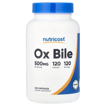 Природные добавки Nutricost Бычья желчь 500 мг Ox Bile 120 капсул