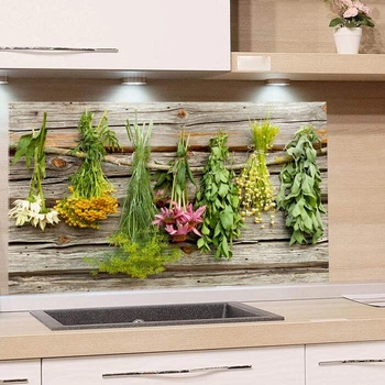 Стеклянный кухонный фартук с травами и цветами 60 х 60 см GRAZDesign