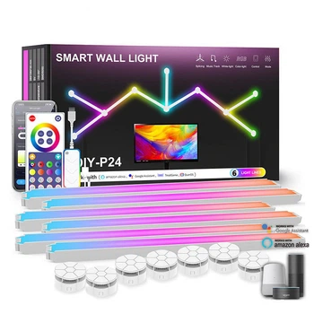 Настінні модульні Smart LED панелі DIY-P24 RGBIC з Bluetooth та пультом, від USB (набір із 6 шт.) Білий
